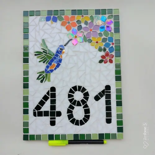 Número para Casa Mosaico Beija-flor