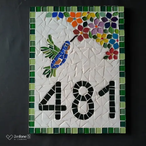 Número para Casa Mosaico Beija-flor