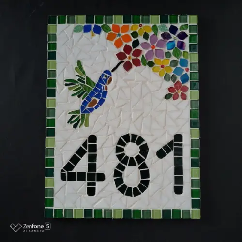 Número para Casa Mosaico Beija-flor