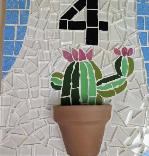 Número para Casa Mosaico Cacto