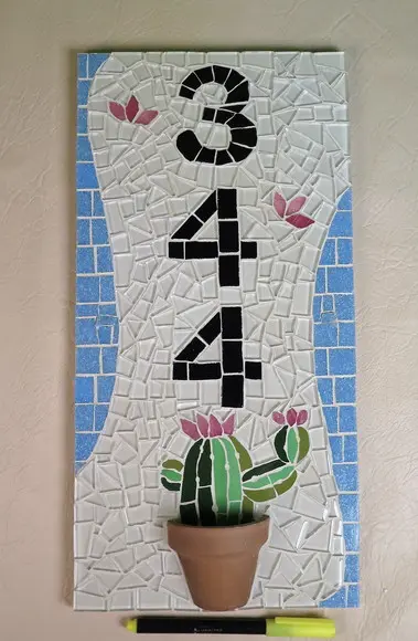 Número para Casa Mosaico Cacto