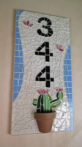 Número para Casa Mosaico Cacto