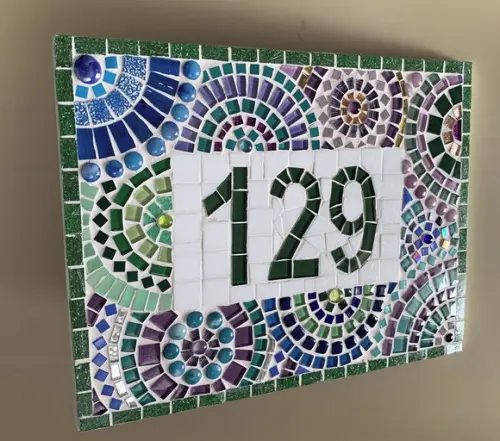 Número para Casa mosaico círculos coloridos
