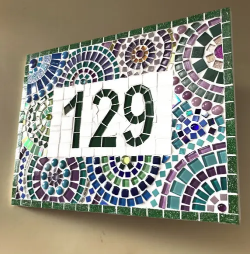 Número para Casa mosaico círculos coloridos