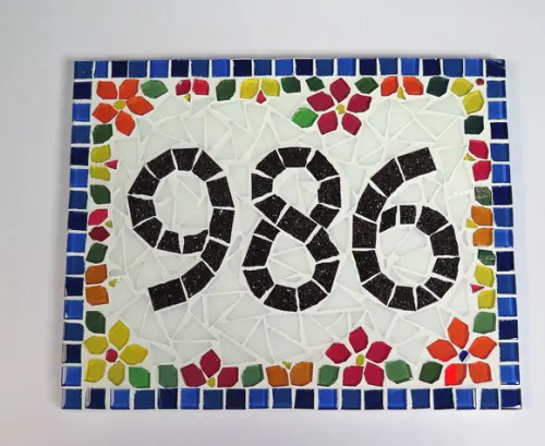 Número para Casa Mosaico Floral