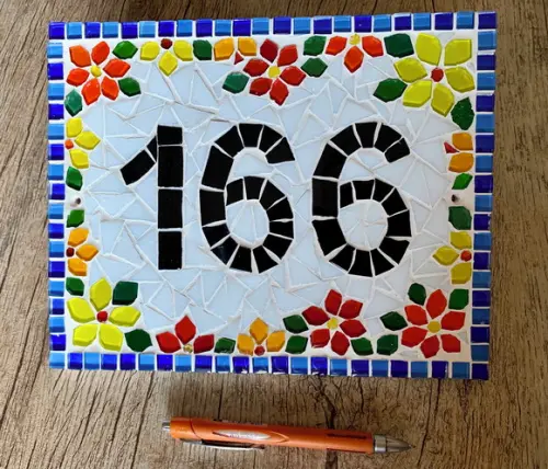Número para Casa Mosaico Floral