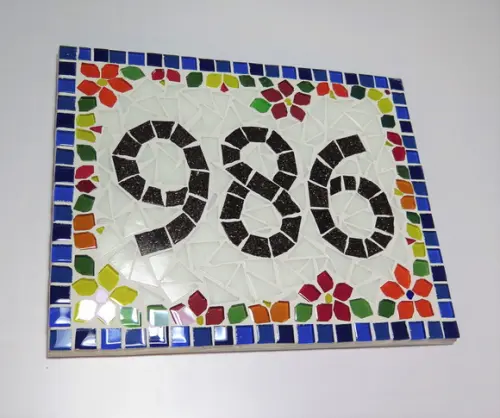 Número para Casa Mosaico Floral