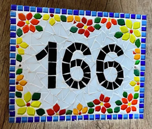 Número para Casa Mosaico Floral