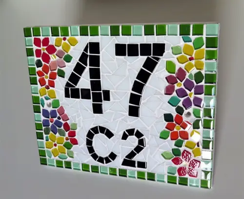 Número para Casa Mosaico Floral