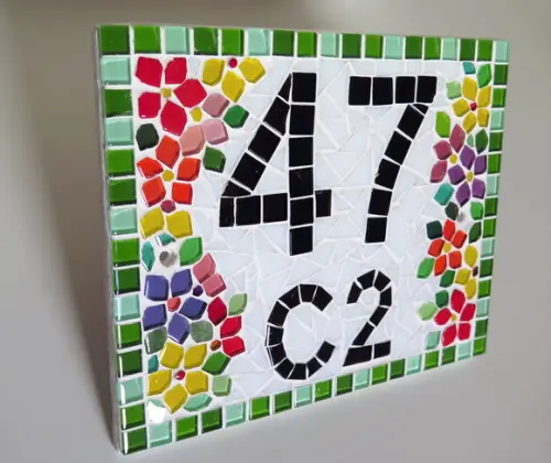Número para Casa Mosaico Floral