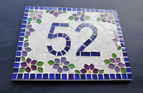Número para Casa Mosaico Floral