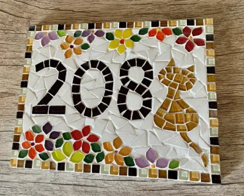 Número para Casa Mosaico Gatinho