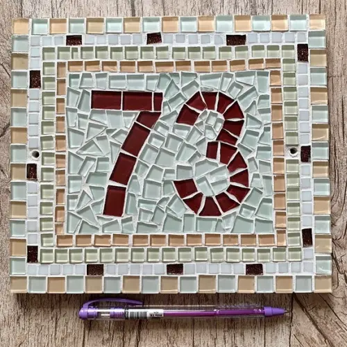 Número para Casa Mosaico Geométrico Rosé