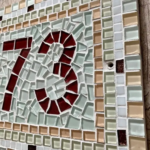 Número para Casa Mosaico Geométrico Rosé