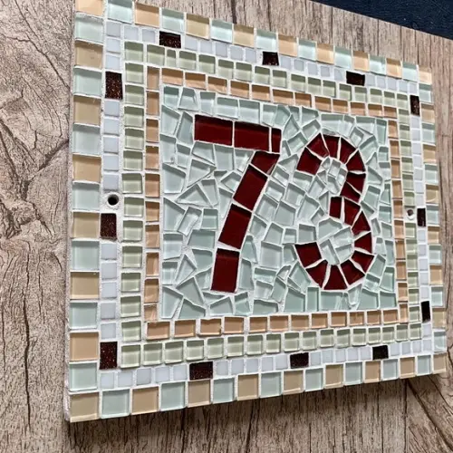 Número para Casa Mosaico Geométrico Rosé