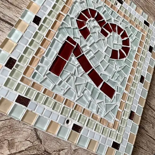 Número para Casa Mosaico Geométrico Rosé