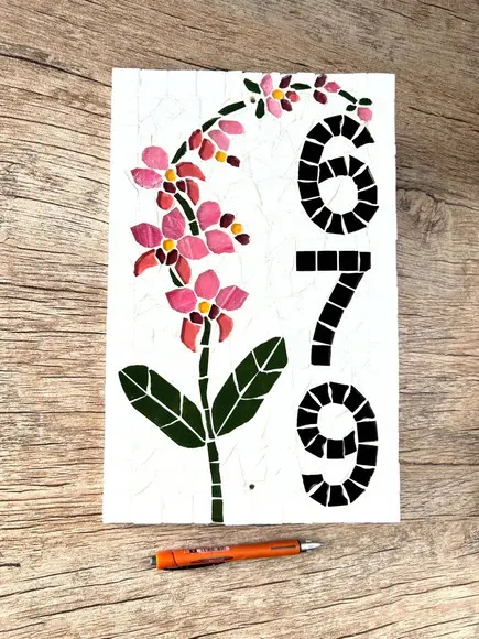 Número para Casa Mosaico Orquídea