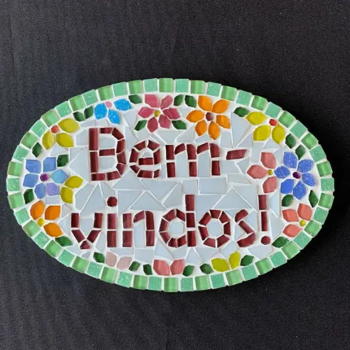 Placa Bem-vindos Em Mosaico Para Apartamento