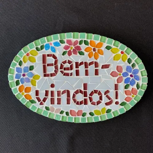 Placa Bem-vindos Em Mosaico Para Apartamento