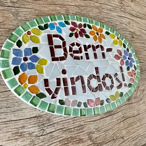 Placa Bem-vindos Em Mosaico Para Apartamento