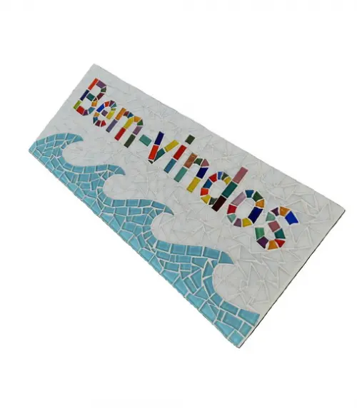 Placa Bem-vindos em Mosaico para Áreas Externas