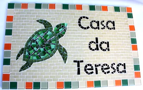 Placa de Identificação em Mosaico Tartaruga