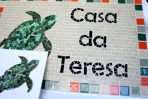 Placa de Identificação em Mosaico Tartaruga
