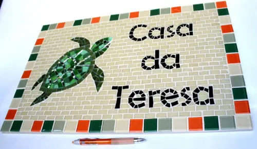 Placa de Identificação em Mosaico Tartaruga