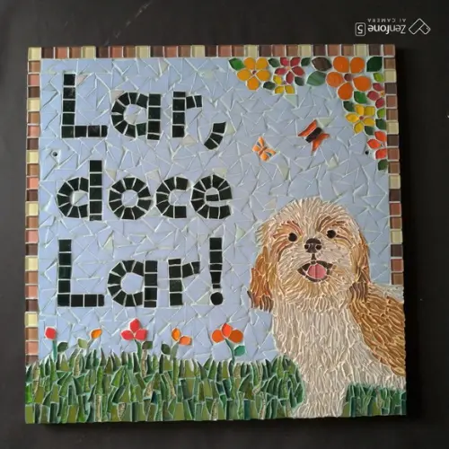 Placa em Mosaico Lar Doce Lar