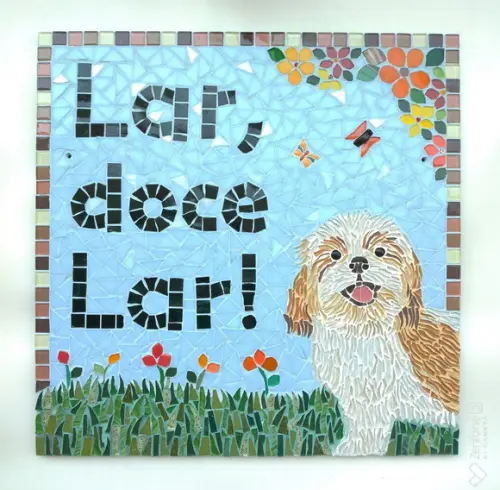 Placa em Mosaico Lar Doce Lar