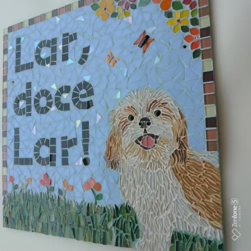 Placa em Mosaico Lar Doce Lar