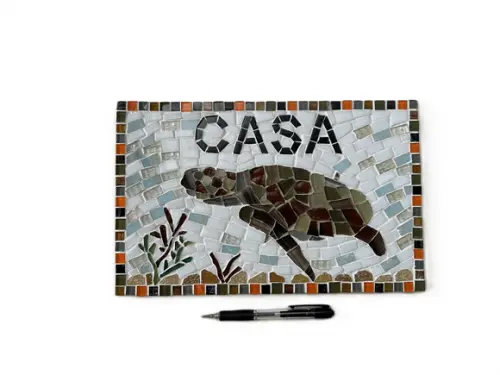 Placa em Mosaico Motivos Marinhos
