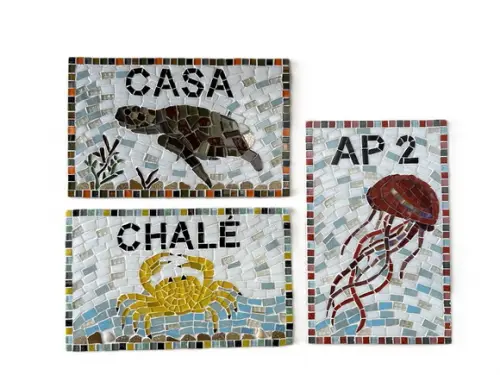 Placa em Mosaico Motivos Marinhos