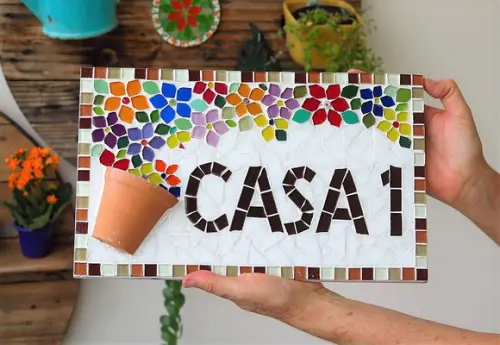 Placa em Mosaico para Horta