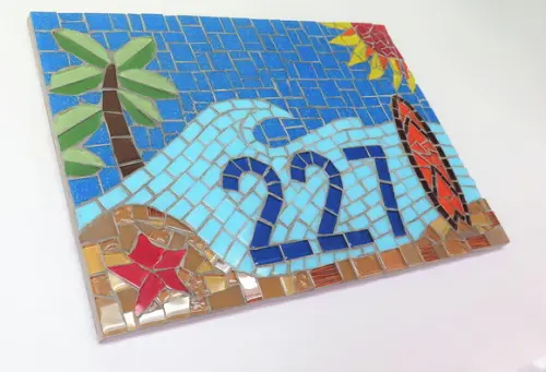 Placa Número para Casa Mosaico Surf