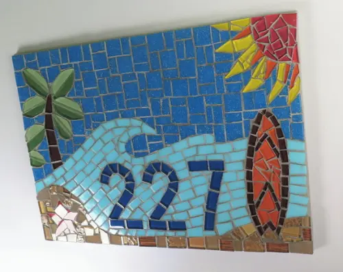 Placa Número para Casa Mosaico Surf