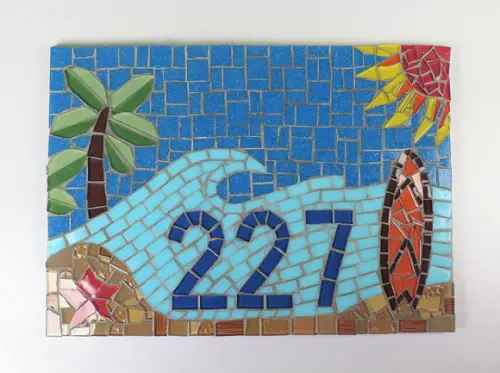 Placa Número para Casa Mosaico Surf
