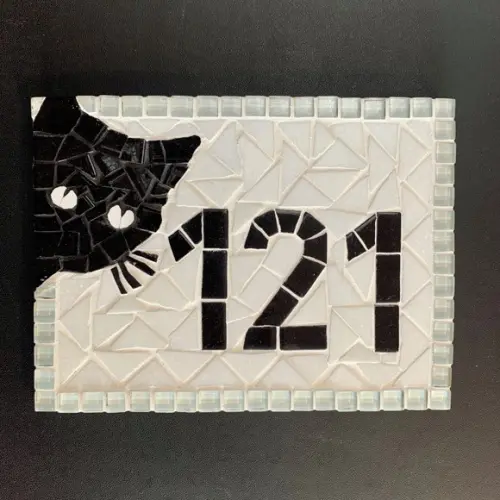Placa para Apartamento em Mosaico Gato