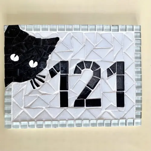 Placa para Apartamento em Mosaico Gato