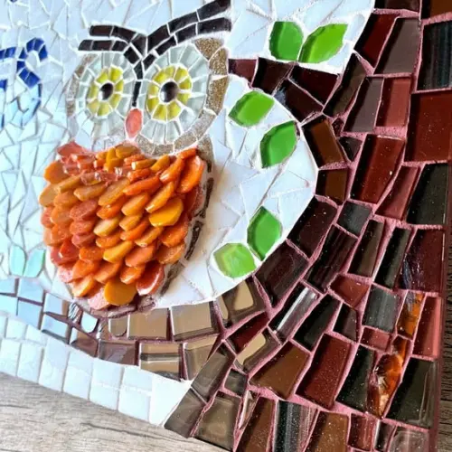 Placa para Casa em Mosaico Coruja