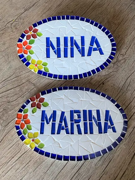 Placa Personalizada com Nome em Mosaico