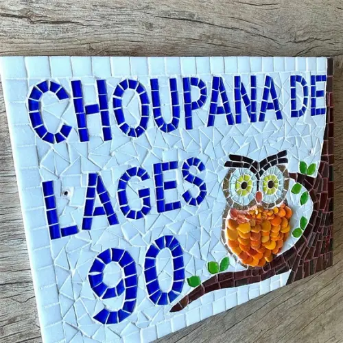 Placa para Casa em Mosaico Coruja