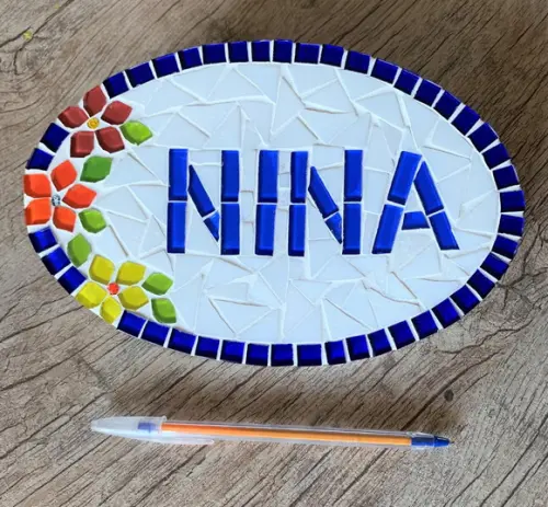 Placa Personalizada com Nome em Mosaico