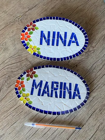 Placa Personalizada com Nome em Mosaico