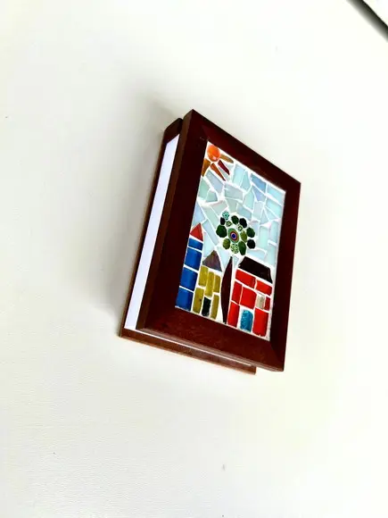 Porta Bloco de Anotações Mosaico Floral