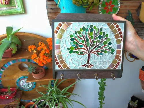 Porta Cartas e Chaves Mosaico Árvore da Vida