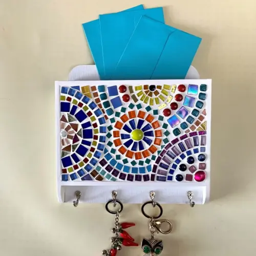 Porta Cartas e Chaves Mosaico Círculos Coloridos