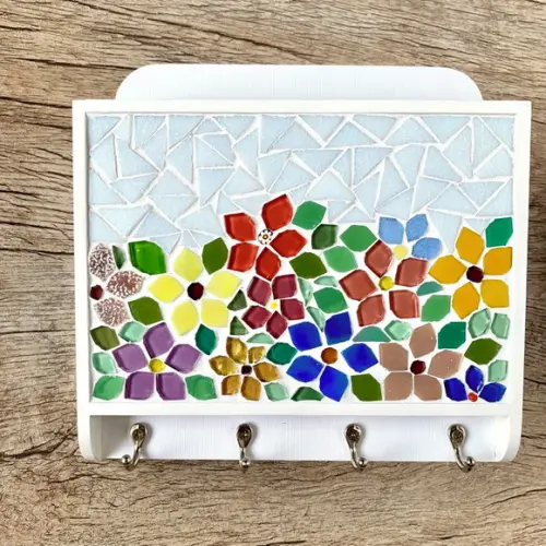 Porta Cartas e Chaves Mosaico Floral