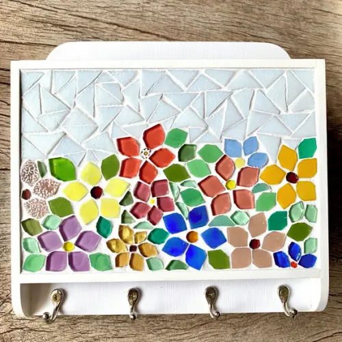 Porta Cartas e Chaves Mosaico Floral