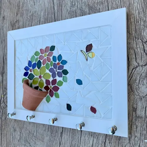 Porta Chaves Mosaico com Vasinho